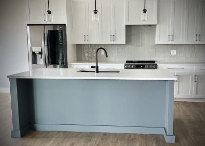 Kamloops Urban Cabinets blue grey island