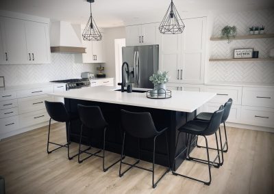 Kamloops Urban Cabinets herringbone backsplash